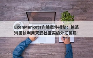 ExenMarkets诈骗案件揭秘：徐某鸿团伙利用天涯社区实施外汇骗局！