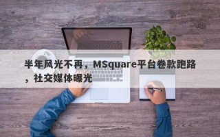 半年风光不再，MSquare平台卷款跑路，社交媒体曝光