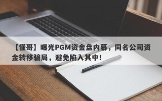 【懂哥】曝光PGM资金盘内幕，同名公司资金转移骗局，避免陷入其中！