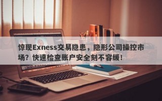 惊现Exness交易隐患，隐形公司操控市场？快速检查账户安全刻不容缓！