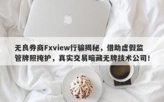 无良券商Fxview行骗揭秘，借助虚假监管牌照掩护，真实交易暗藏无牌技术公司！