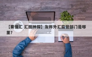 【要懂汇 汇圈神探】友邦外汇监管部门是哪里？
