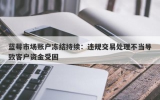 蓝莓市场账户冻结持续：违规交易处理不当导致客户资金受困