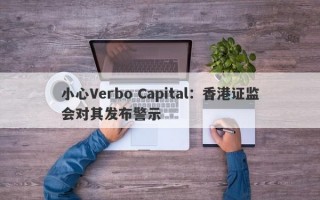 小心Verbo Capital：香港证监会对其发布警示