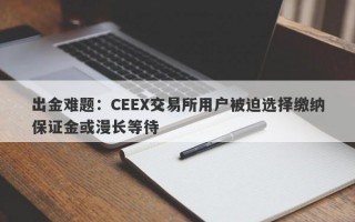 出金难题：CEEX交易所用户被迫选择缴纳保证金或漫长等待