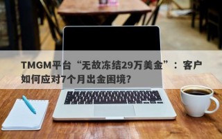 TMGM平台“无故冻结29万美金”：客户如何应对7个月出金困境？