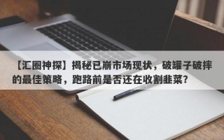 【汇圈神探】揭秘已崩市场现状，破罐子破摔的最佳策略，跑路前是否还在收割韭菜？