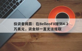 投资者揭露：在BelleoFX赚到4.2万美元，资金却一直无法提取