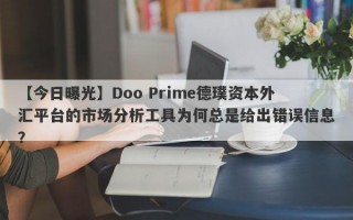 【今日曝光】Doo Prime德璞资本外汇平台的市场分析工具为何总是给出错误信息？