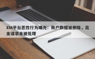 XM平台恶性行为曝光：账户数据被删除，出金请求未被处理